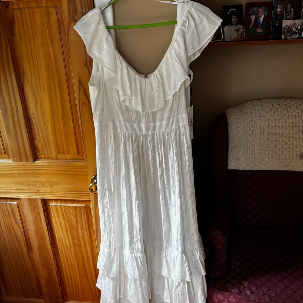 Calvin Klein new, white ruffled midi-length sundress, Size 12 - Picture 2 of 6
